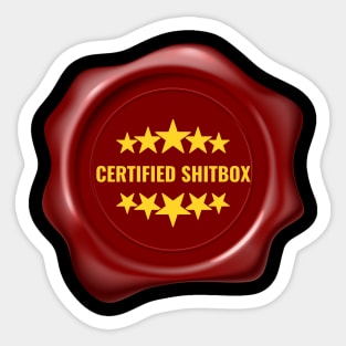 Certified Shitbox - Red Seal With Stars And White Text Circle Design Sticker